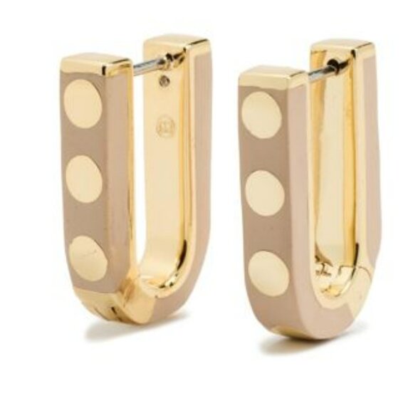 Gorjana Gold Asher Link Huggies Earrings in Stone - Picture 1 of 2